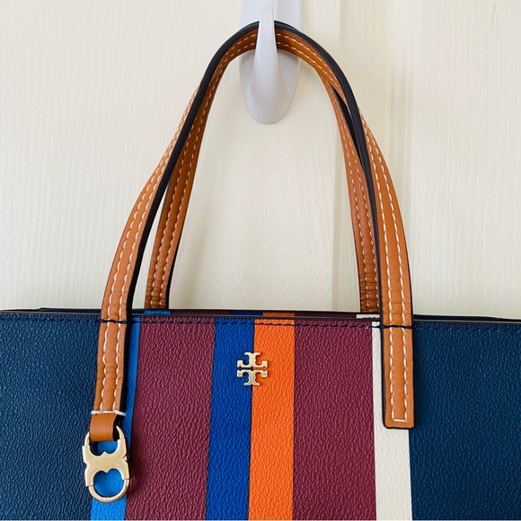 Tory Burch Kerrington Colorful Stripe Leather Tote/Crossbody Bag (medium size) - Picture 4 of 13